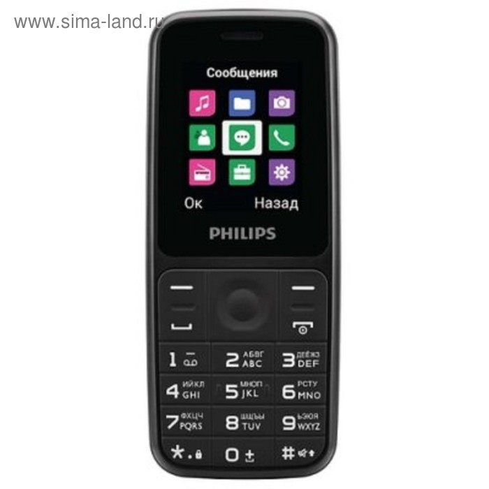 фото Мобильный телефон philips e125 xenium, 2sim, 1.77", 0.1mpix, microsd, черный