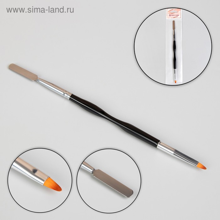 

Кисть-шпатель для акрил-геля, лепесток, 20,5 см, ворс 6 × 8 мм, цвет чёрный/серебристый
