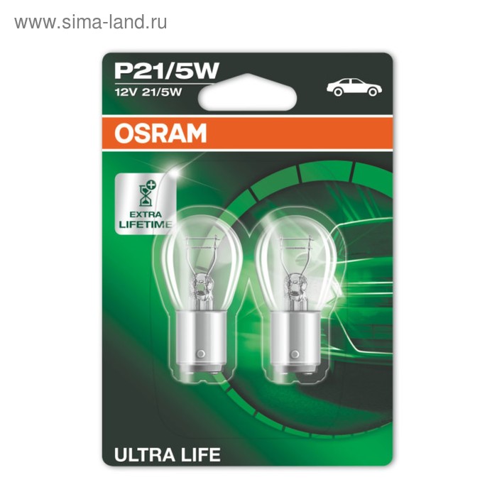 фото Лампа автомобильная osram ultra life, p21/5w, 12 в, 21/5 вт, 7528ult