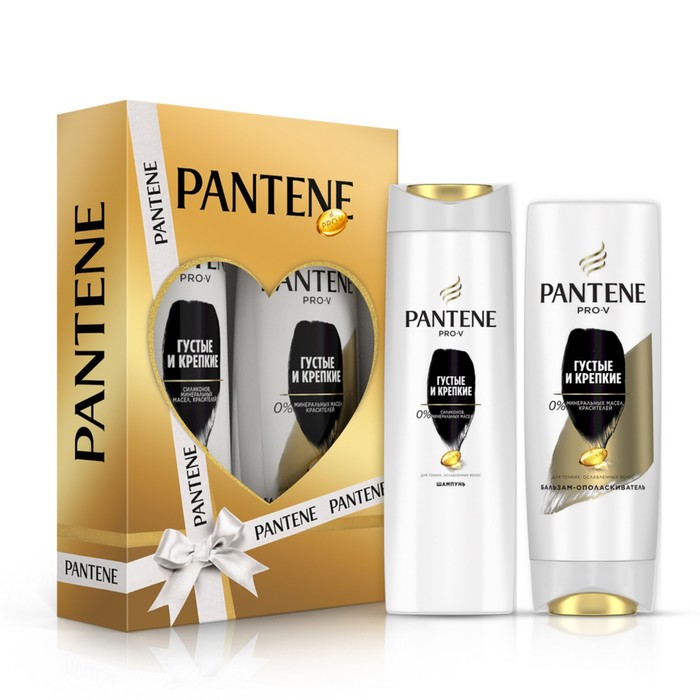 фото Подарочный набор pantene «густые и крепкие»: шампунь, 250 мл + бальзам-ополаскиватель, 200 мл