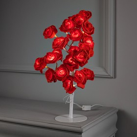 Светодиодный куст «Розы красные» 45 см, 24 LED, постоянное свечение, 220 В, свечение тёплое белое Ош