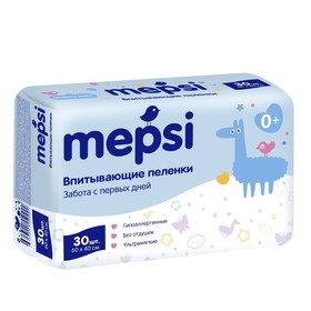 

Пеленки детские впитывающие Mepsi, 40 х 60, 30 шт.