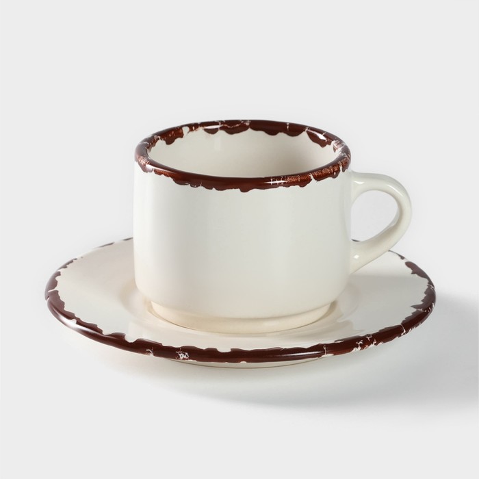 Чайная пара Antica perla, чашка 200 мл, блюдце d=15,5 см чайная пара аура чашка 200 мл блюдце d 13 см цвет бежевый