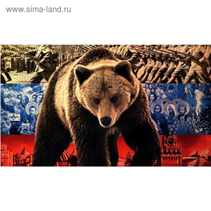 Флаг прямоугольный на липучке Медведь флаг, 145х250 мм, S09202007 флаг прямоугольный на присоске вперед россия медведь 145х250 мм