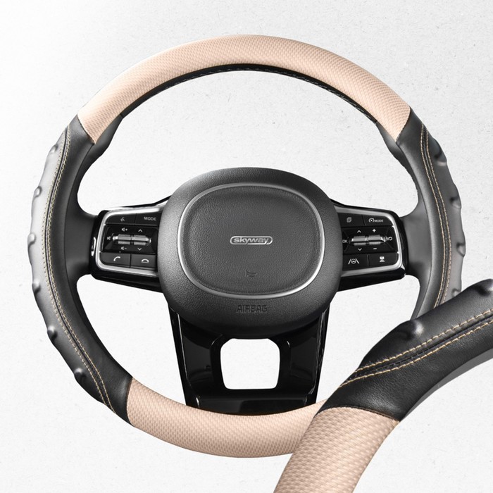 

Оплетка Skyway Carbon-2 M, черно-Бежевая экокожа