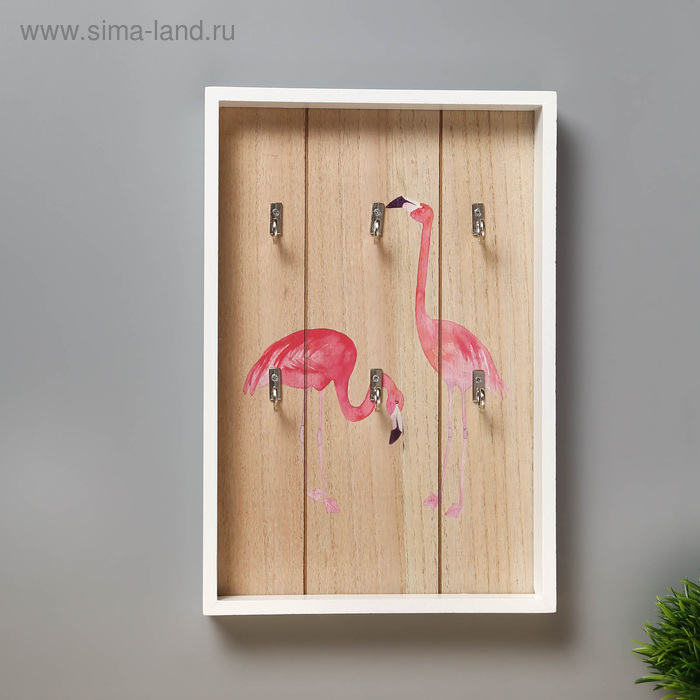 фото Крючки декоративные дерево "фламинго" 30х12,5х3 см