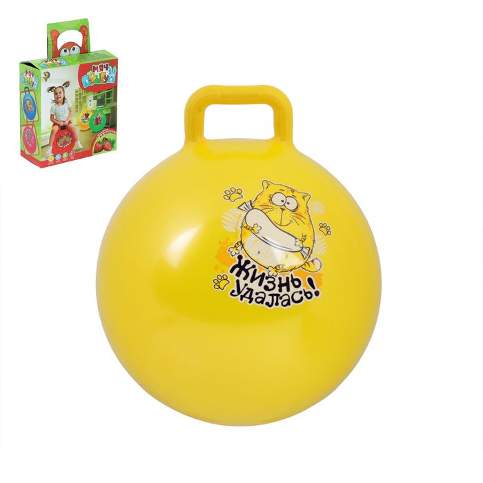 Мяч-попрыгун с ручкой "Счастливые улыбки", d=55 см, 420 гр, МИКС