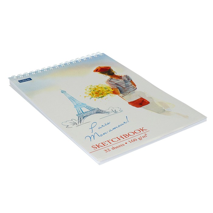 Блокнот-скетчбук А5, 32 листа на гребне Beautiful, обложка мелованный картон, жёсткая подложка, блок 160 г/м², с пошаговыми эскизами