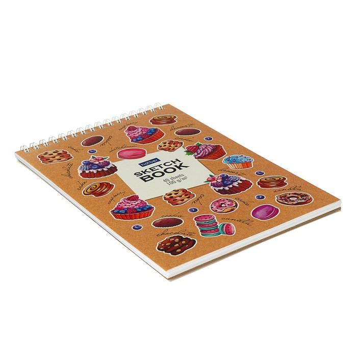 Блокнот-скетчбук А5, 40 листов на гребне «Маленькие радости», обложка мелованный картон, блок 100 г/м², с пошаговыми эскизами, жёсткая подложка