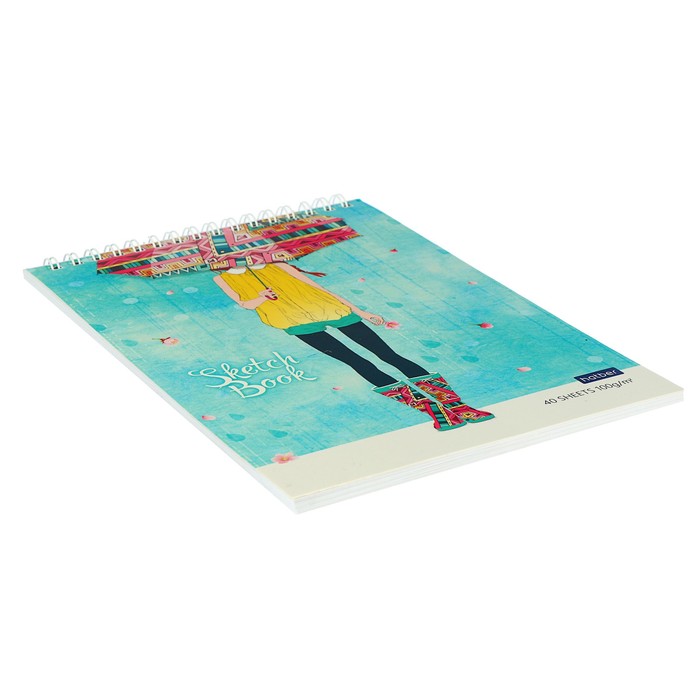Блокнот-скетчбук А5, 40 листов на гребне «Счастливые моменты», обложка мелованный картон, блок 100 г/м², с пошаговыми эскизами, жёсткая подложка