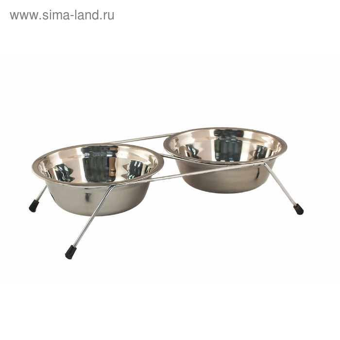 

Набор миска двойная на подставке, хром, 2 х 0,18 л, D 12 см, H 8 см.