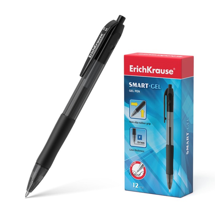 Ручка гелевая автоматическая ErichKrause Smart-Gel, стержень чёрный ручка гелевая автоматическая erichkrause® smart gel цвет чернил черный 39012