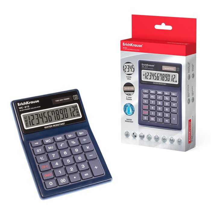Калькулятор настольный 12-и разрядный ErichKrause WC-612, водонепроницаемый
