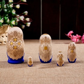 

Матрешка "Жженка", синяя, 5 кукольная