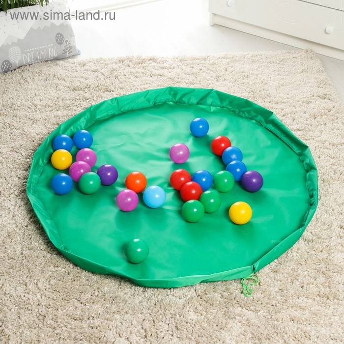 Развивающий коврик - сумка для игрушек «Котик», зеленый, d = 100 см.