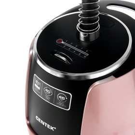 

Отпариватель Centek CT-2386, напольный, 2200 Вт, 2100 мл, 40 г/мин, шнур 1.45 м, розовый