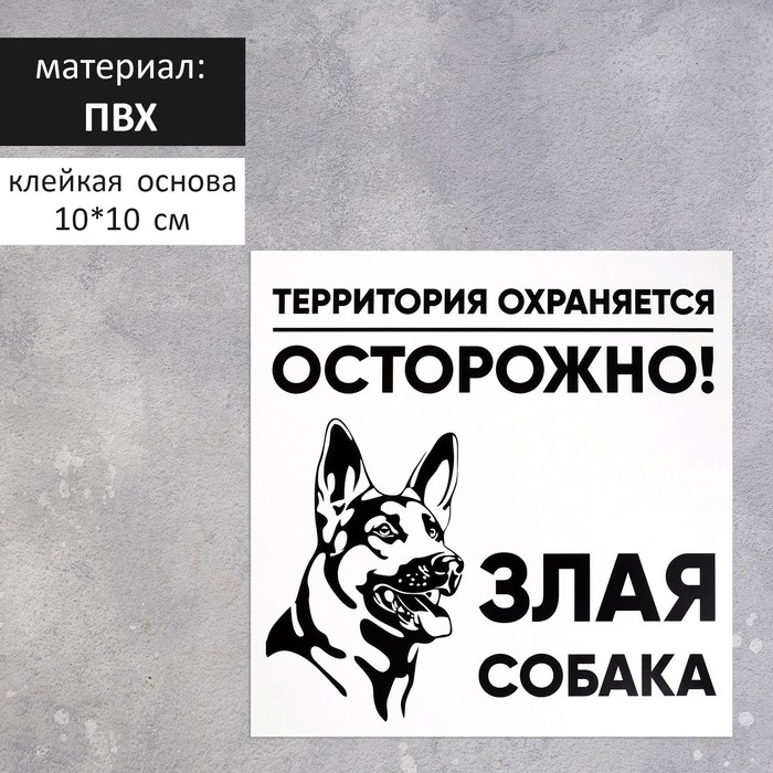 Табличка «ЗЛАЯ СОБАКА» 100×100, клейкая основа flashme табличка злая собака 200х200 клейкая основа
