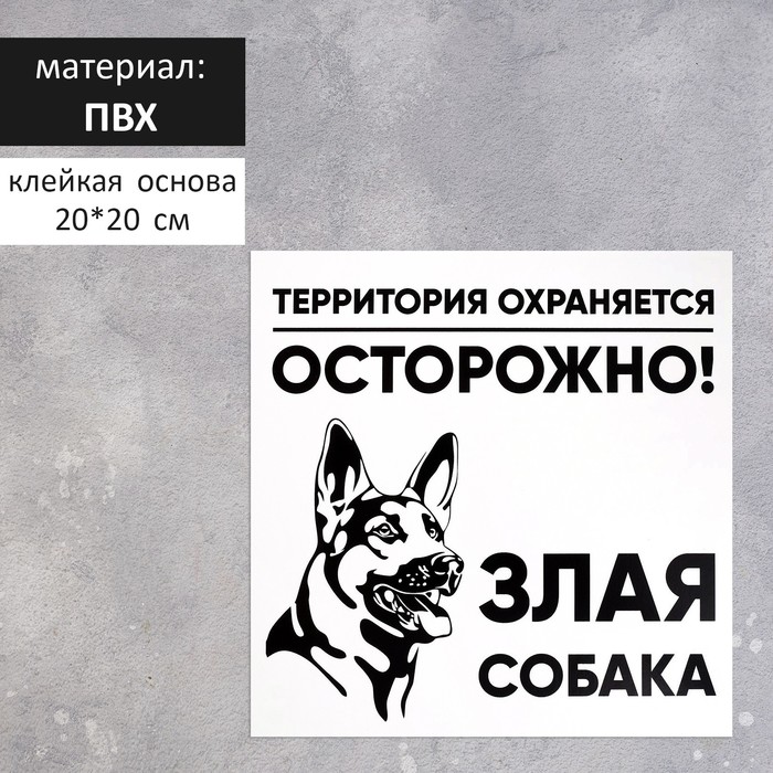 Табличка «ЗЛАЯ СОБАКА» 200×200, клейкая основа flashme табличка злая собака 200х200 клейкая основа