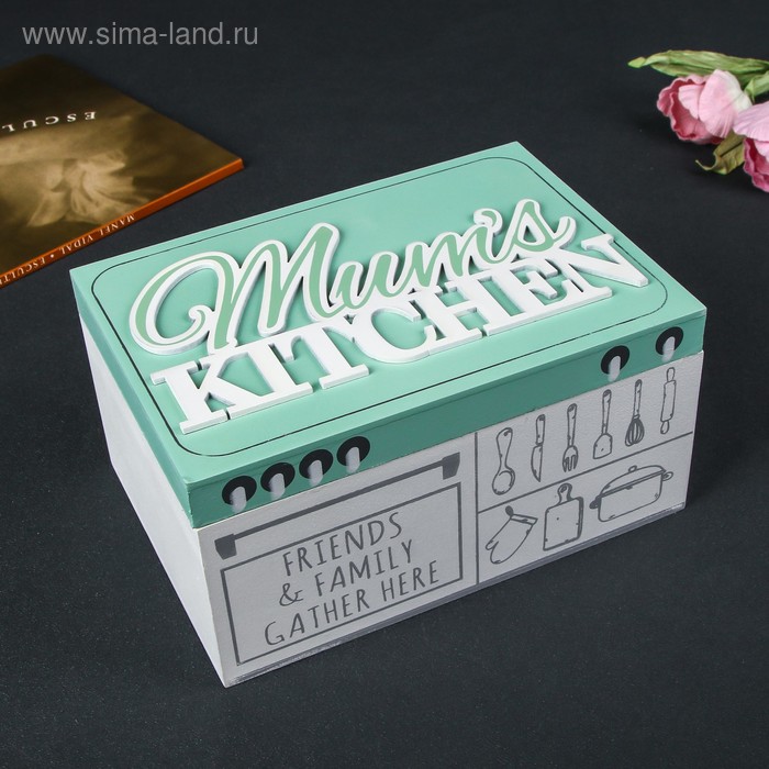 

Шкатулка дерево "Мамина кухня" бело-зелёная 10х20х14 см