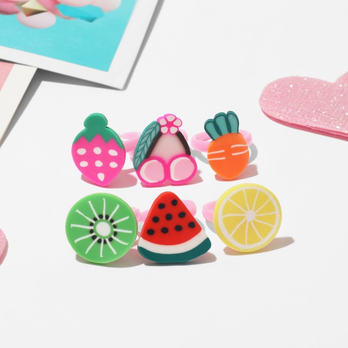 Кольцо детское «Выбражулька» фрукты, форма МИКС, цветное цена и фото