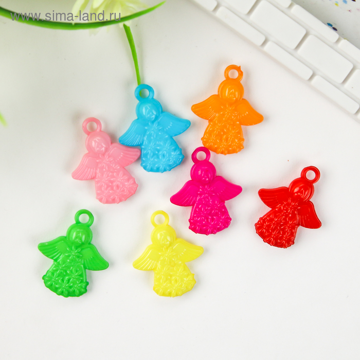 фото Декор для творчества пластик "ангелочки" цветные набор 25 шт 3,1х2,5 см арт узор