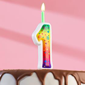 Свеча для торта 'Цветное пламя', 12.3 см, цифра '1' Ош