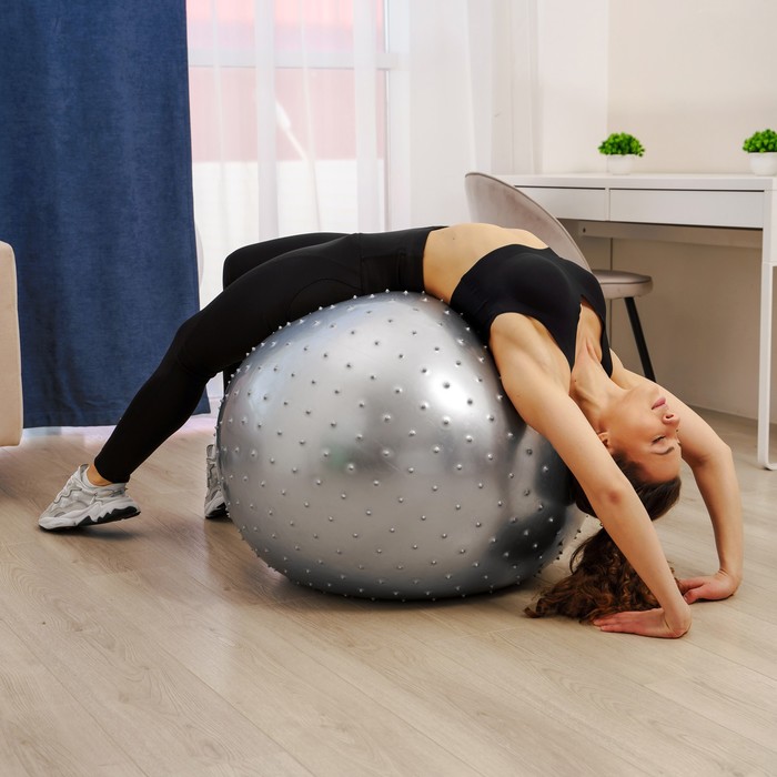 Мяч гимнастический, массажный, d=65 см, 1000 гр, цвета МИКС