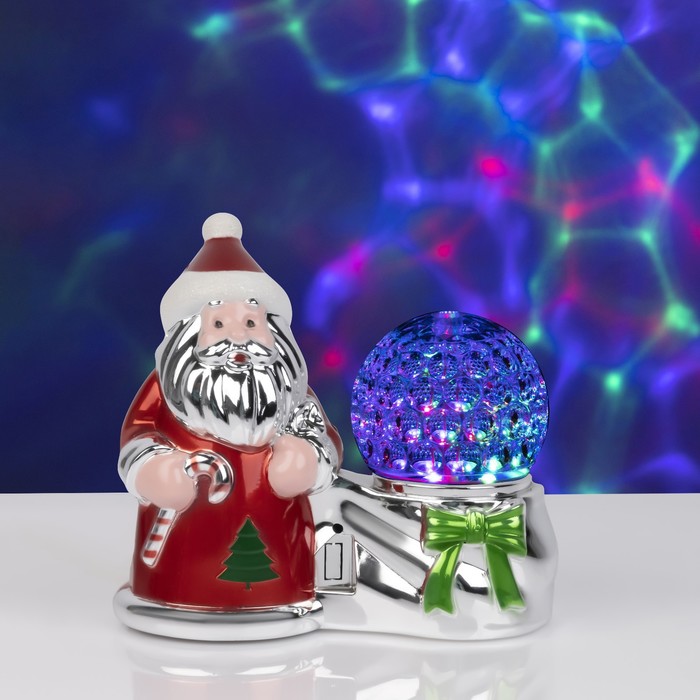 Световой прибор «Дед Мороз с шаром» 10 см, свечение RGB, 220 В