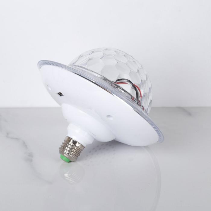 Световой прибор "Хрустальный шар", Е27, LED-42-220V, 2 динамика, Bluetooth, БЕЛЫЙ