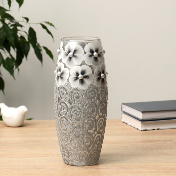 ваза гравированная ностальгия d 7 5см 10х26 см керамикс Ваза Фреш, серебряный d-7,5см; 10х26 см