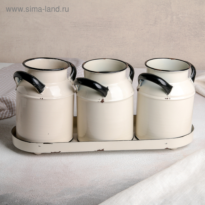 

Набор банок для сыпучих продуктов «1,2,3», 3 шт, на подносе