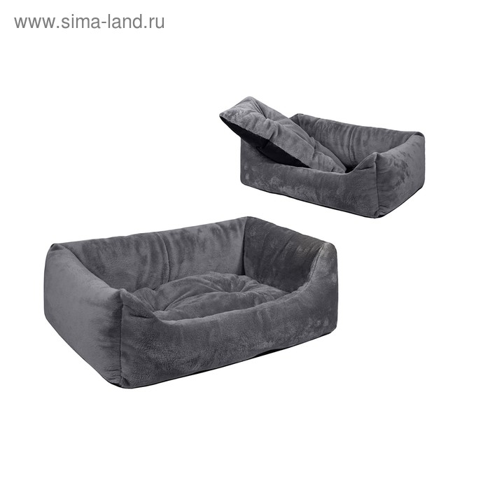

Лежанка меховая "Коала" прямоугольная с подушкой, 55 х 42 х 18 см, серая
