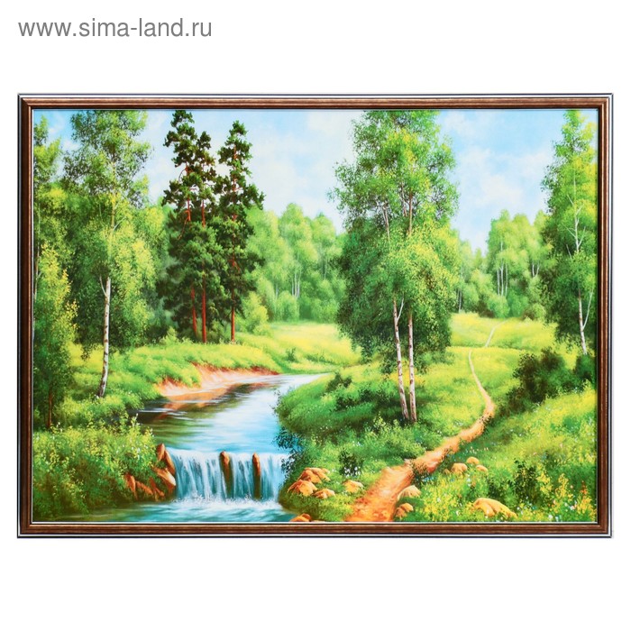 

Картина "Лесной маленький водопад" 53х73 см