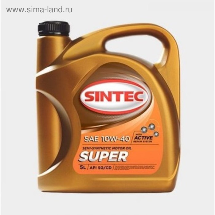 фото Масло моторное sintoil/sintec 10w-40, "супер", sg/cd, п/синтетическое, 5 л