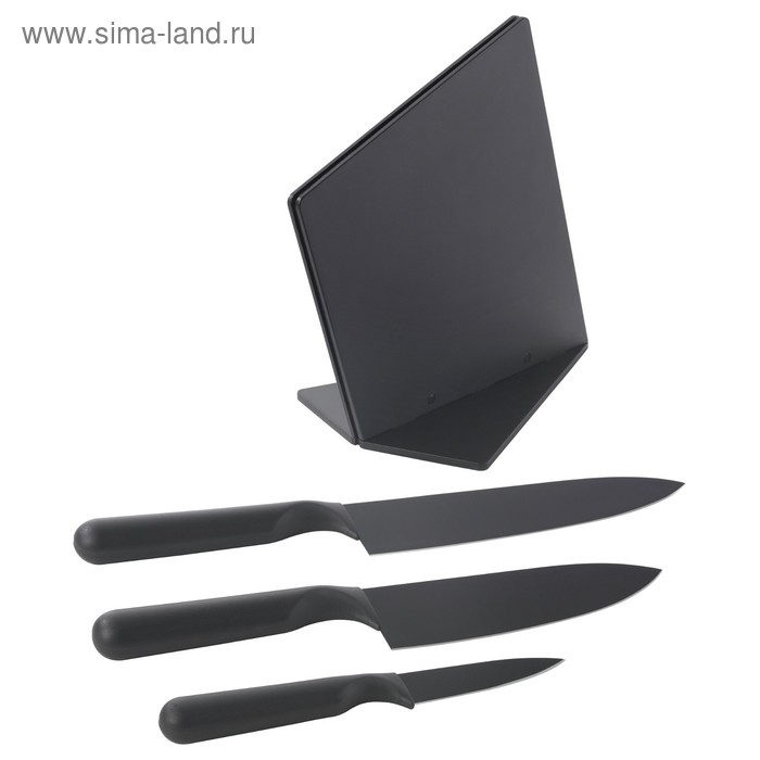 фото Набор ножей эмфёра, 3 шт, подставка, черный ikea