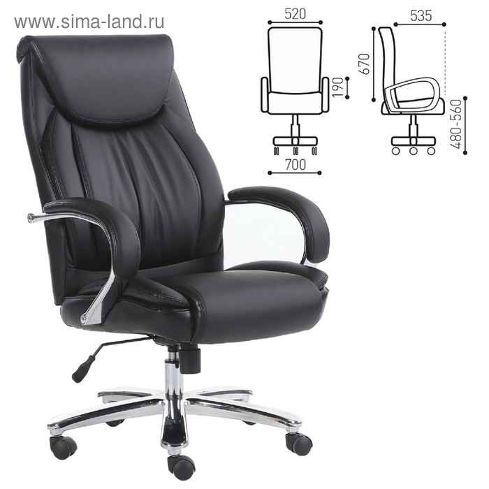 Кресло офисное BRABIX PREMIUM Advance EX-575, хром, экокожа, черное кресло офисное brabix impulse ex 505 экокожа чёрное