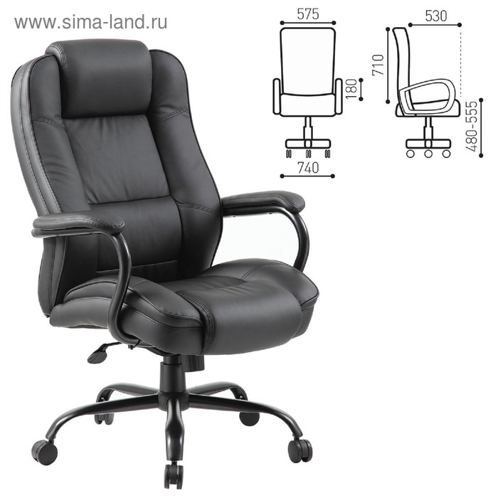 Кресло офисное BRABIX PREMIUM Heavy Duty HD-002, усиленное, экокожа кресло офисное brabix premium intense ex 531 экокожа хром бежевое 532541