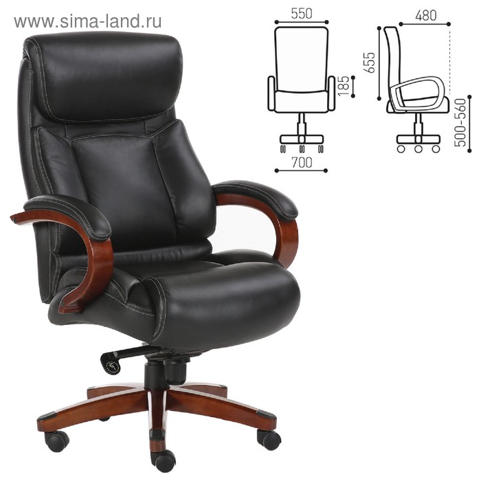 Кресло офисное BRABIX PREMIUM Infinity EX-707, дерево, натуральная кожа, черное кресло офисное brabix premium net ex 533 хром сетка черное 532546