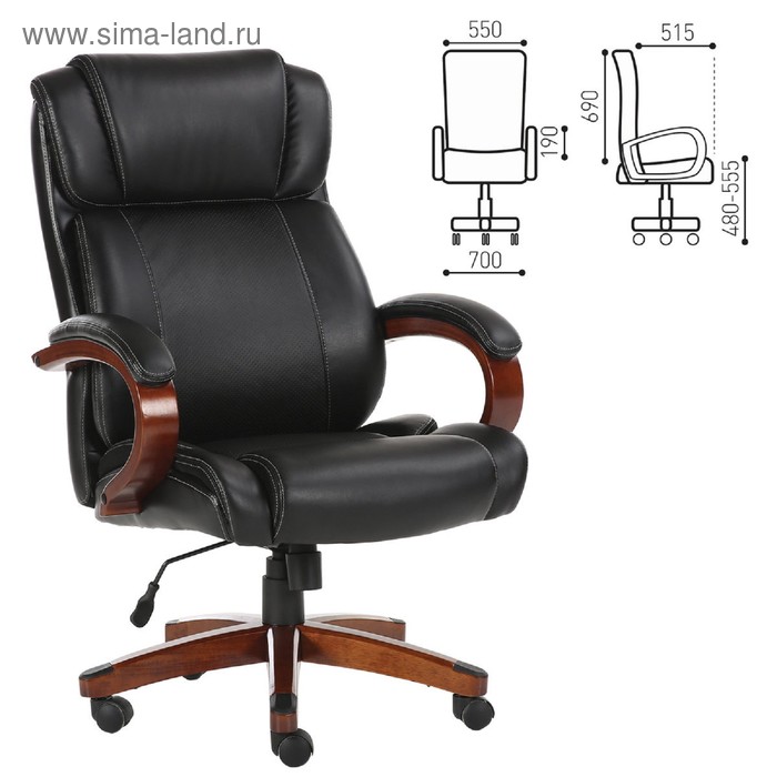 Кресло офисное BRABIX PREMIUM Magnum EX-701, дерево, рециклированная кожа, черное кресло офисное brabix quadro ex 524 экокожа черное 532104