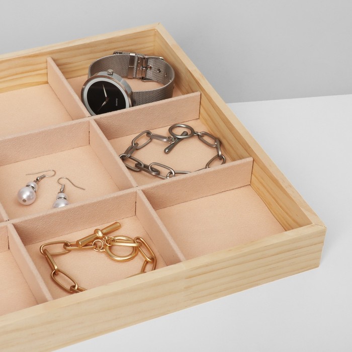 фото Подставка для украшений 12 ячеек, 35x24x3, цвет бежевый queen fair