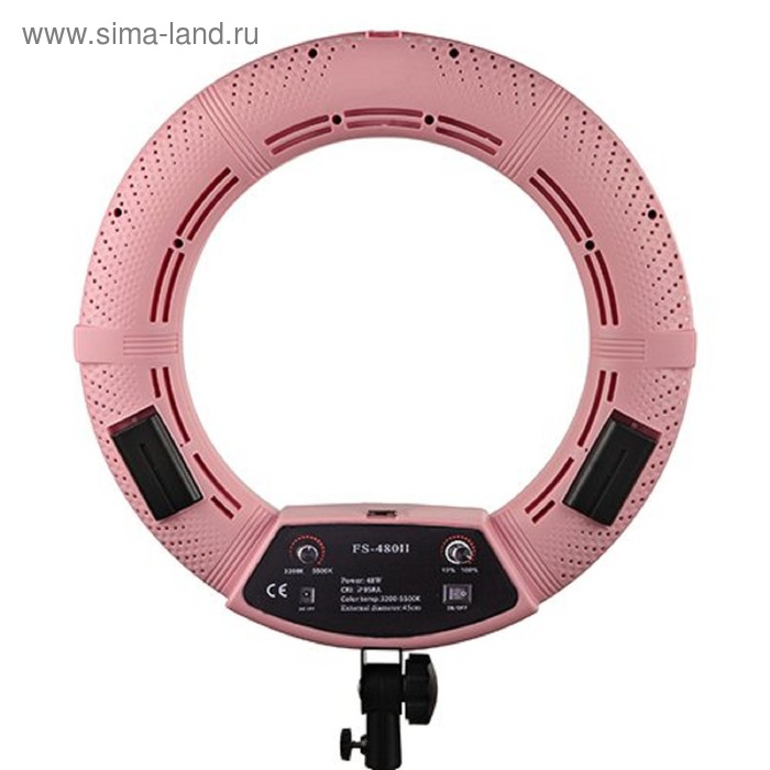 Кольцевая лампа OKIRA LED RING FS 480, 48 Вт, 480 светодиодов, d=45 см, + штатив, розовая