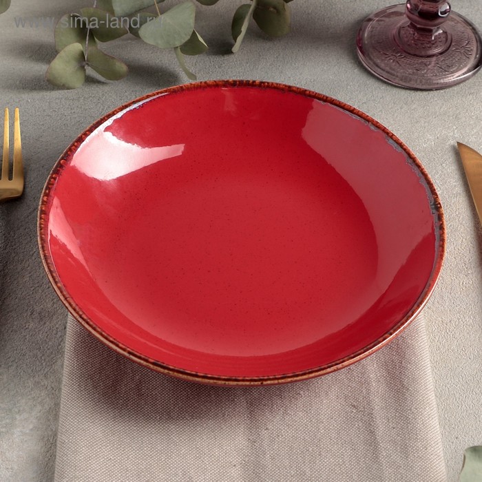 Тарелка глубокая d=21 см, цвет красный тарелка ривьера d 21 см цвет жемчуг