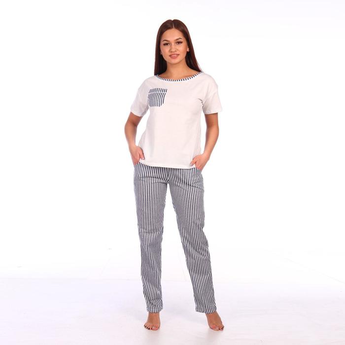 фото Комплект «морячка» женский (футболка, брюки) цвет белый/полоска, размер 44 марис