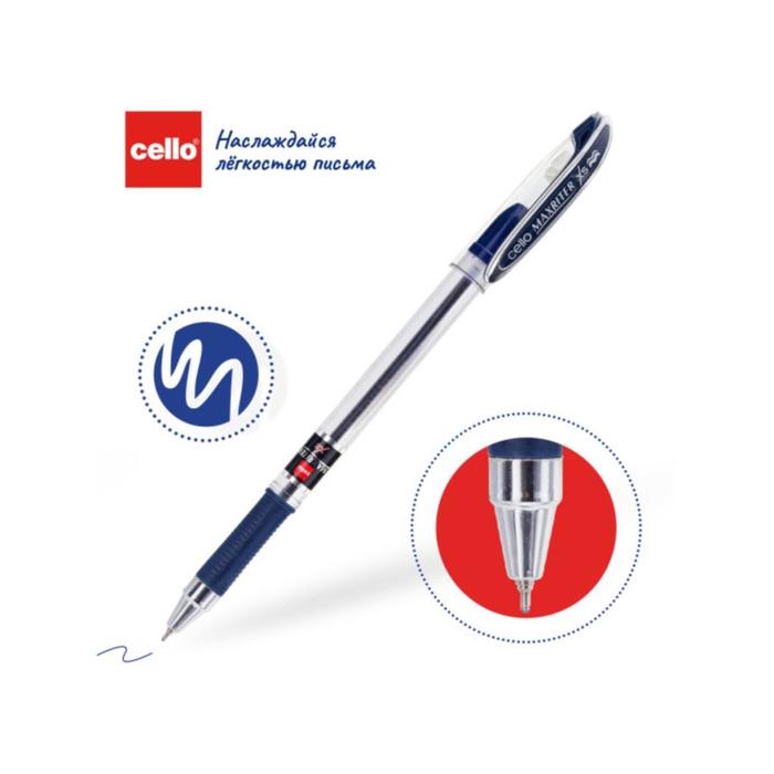 

Ручка шариковая Cello Maxriter XS, узел 0.7 мм, резиновый упор, чернила синие, корпус прозрачный