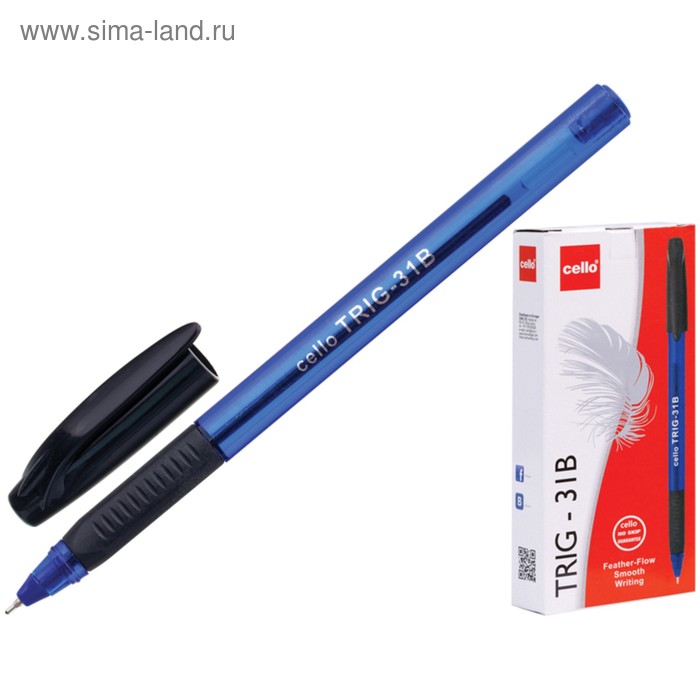 Ручка шариковая Cello Tri-Grip blue barrel, узел 0.7мм, резиновый упор, чернила синие, корпус синий