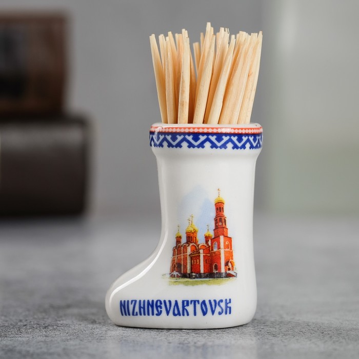 Сувенир для зубочисток керамика в форме валенка «Нижневартовск»