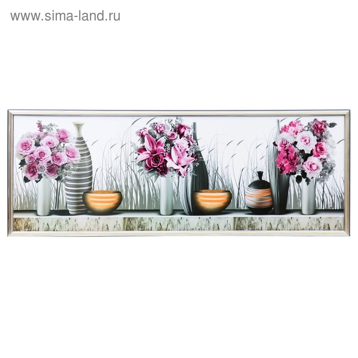 

Картина "Вазы с цветами ассорти" 38х103 см