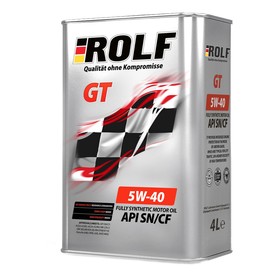 Масло моторное Rolf GT 5W40, SN/CF, синтетическое,  4 л (Акция  4 л по цене 3 л)