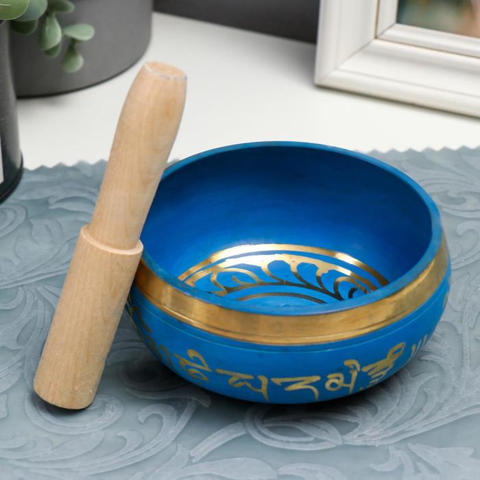 Поющая чаша металл синяя с резонатором 5х10,5х10,5 см из непала тибета sing чаша гималайская буддийская йога поющая чаша для медитаций fengshui
