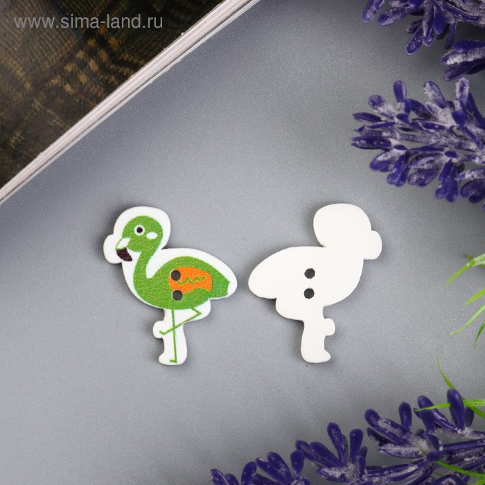 фото Пуговицы дерево для творчества 2 прокола "фламинго" набор 15 шт 2,2х2,4 см арт узор